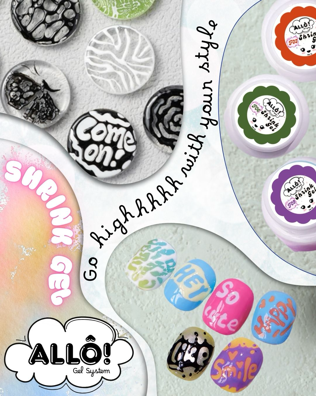 Auto-Shrink Bubble Gel - Set of 12 colors (+Base and Display frame)