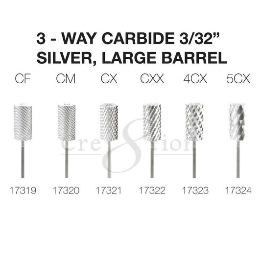 Cre8tion 3-Way Carbide Large Barrel 3/32"  - SILVER